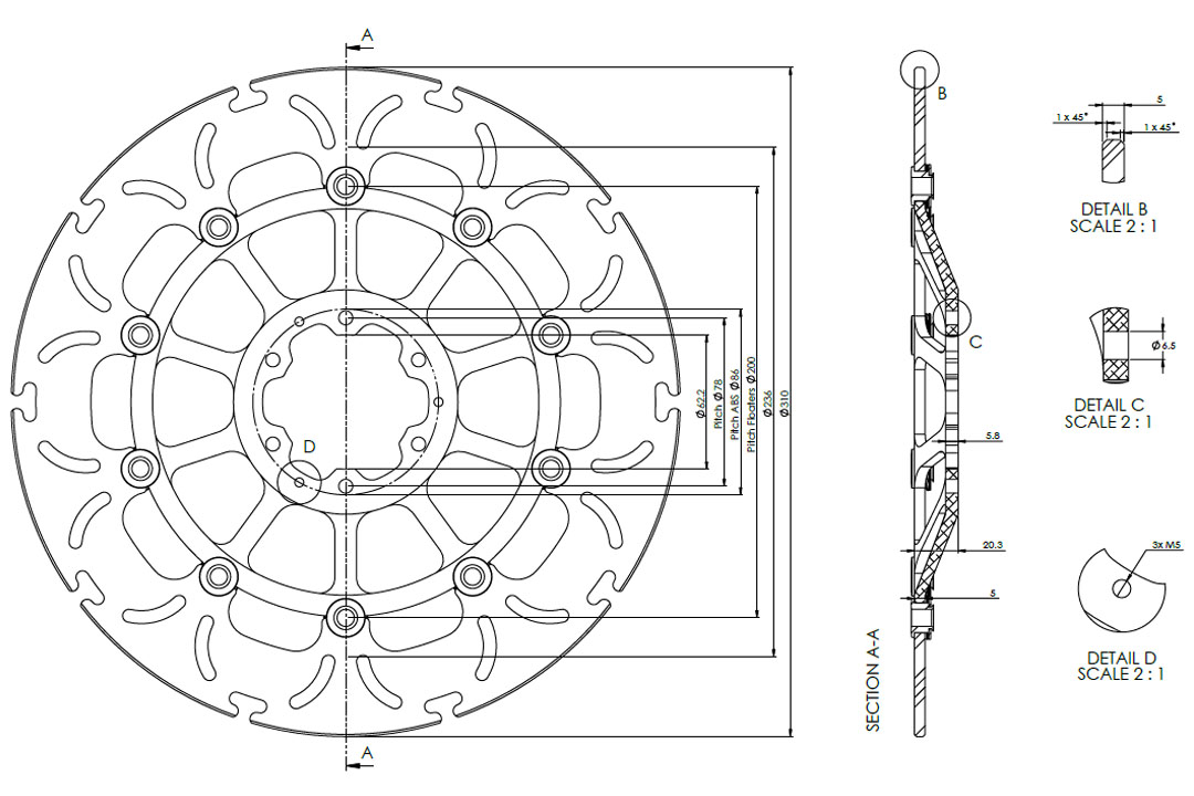 alpha Technik brake disc Omega-Design ABD33, Front for Honda CRF 1000