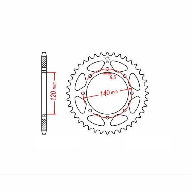 rear sprocket steel, 42 teeth, 520 pitch
