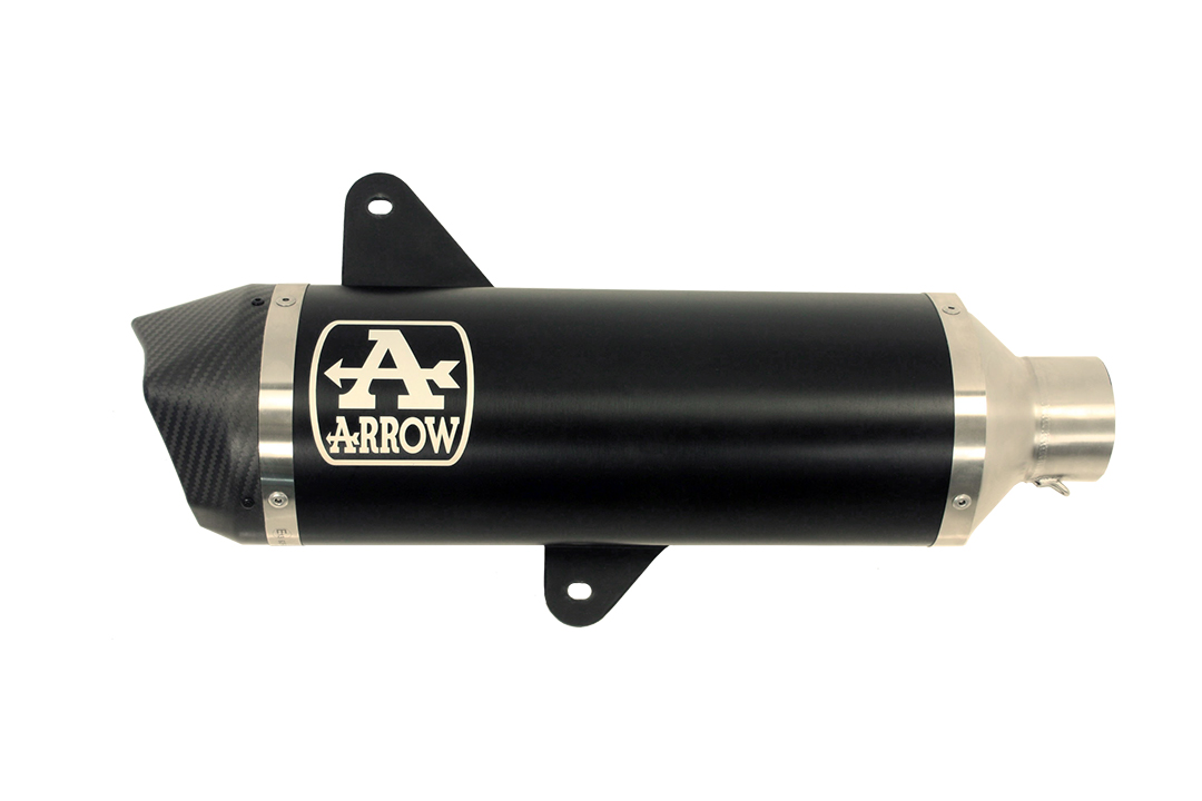 ARROW DARK URBAN Exhaust with Carbon End Cap for Piaggio Vespa GTS300 2021-, GTV300 2023-, Black Aluminium