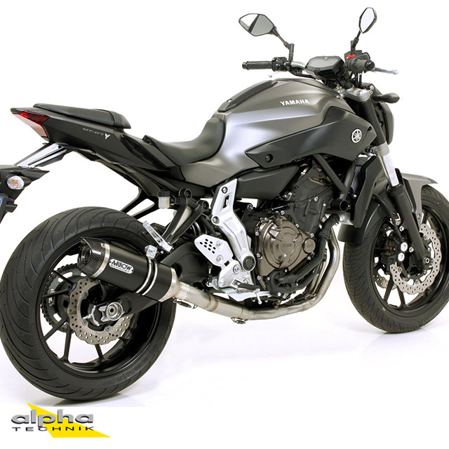 ARROW DARK THUNDER Exhaust for Yamaha MT07 / Tracer 700 2014-2020, Black Aluminium with Carbon End Cap (Only with ARROW Header)