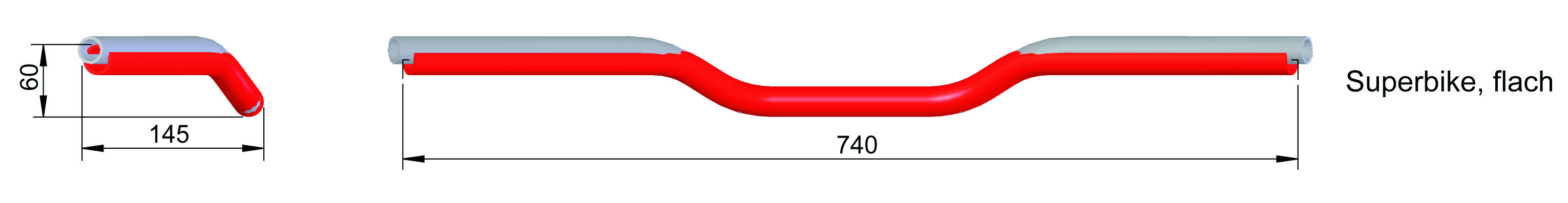 LSL Aluminium-handlebar Superbike AN1, 7/8 inch, silver