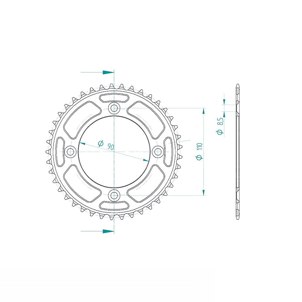 Esjot rear sprocket Z-41 KTM SX50 2017-, Aluminium