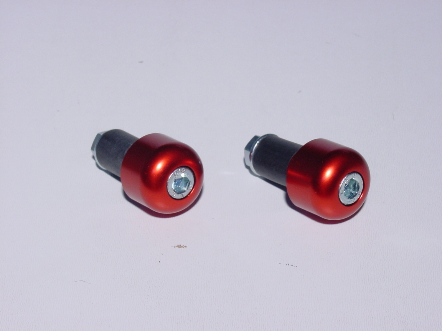 LSL handlebar bar ends, aluminium, cylindrical, small, for 22.2 mm handlebar, with rubber clamping, red