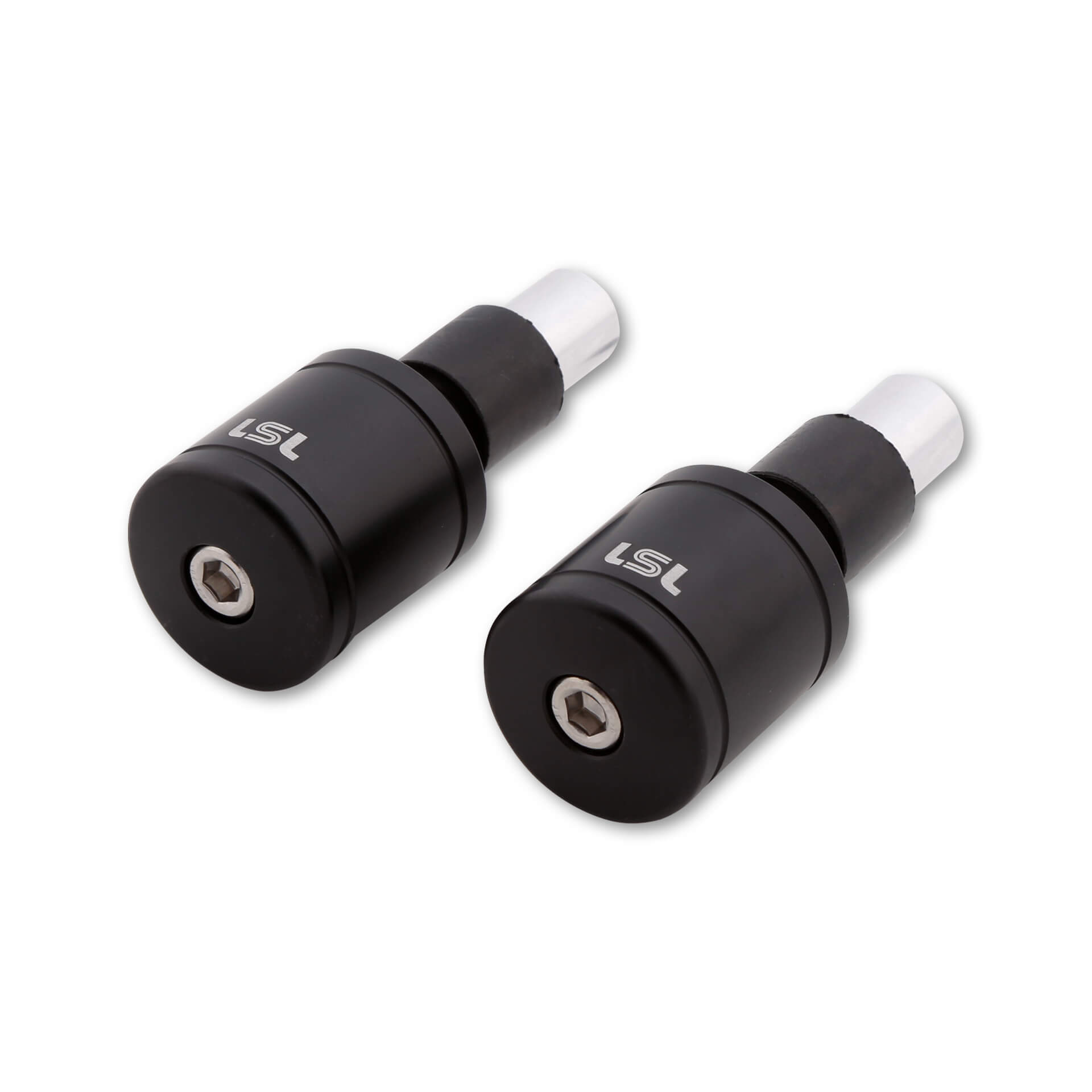 LSL handlebar bar end weight, aluminium, cylindrical, large, with LSL logo, for 14 mm and 18 mm inner diameter, black
