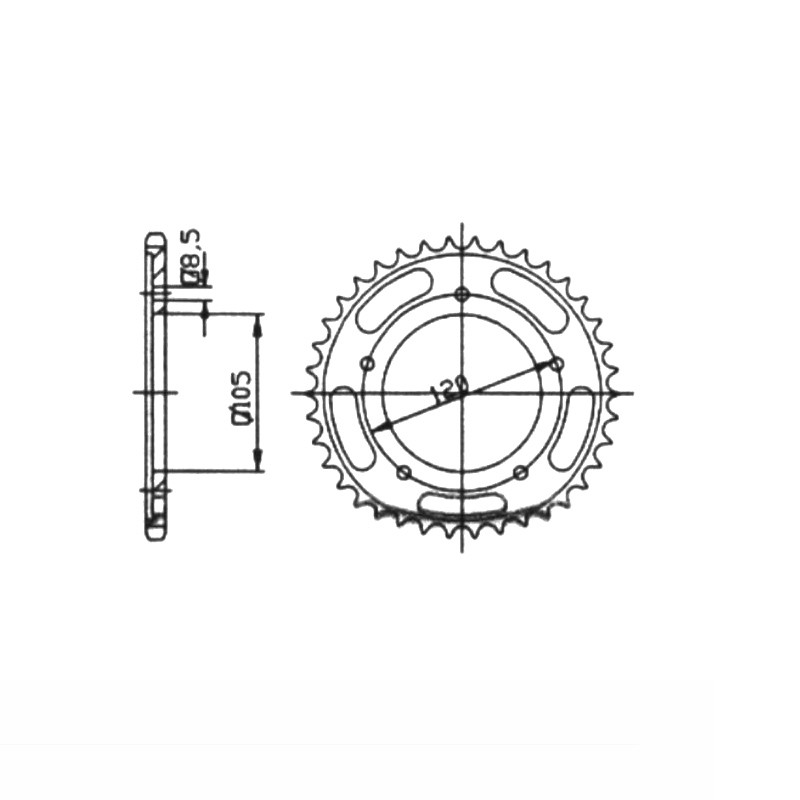 rear sprocket Steel, 60 Teeth, Pitch 428