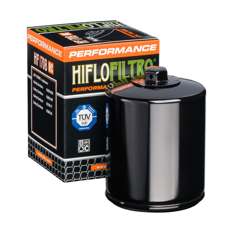 HIFLO oil filter HF170BRC (Black) for various Harley Davidson models with o-ring kit