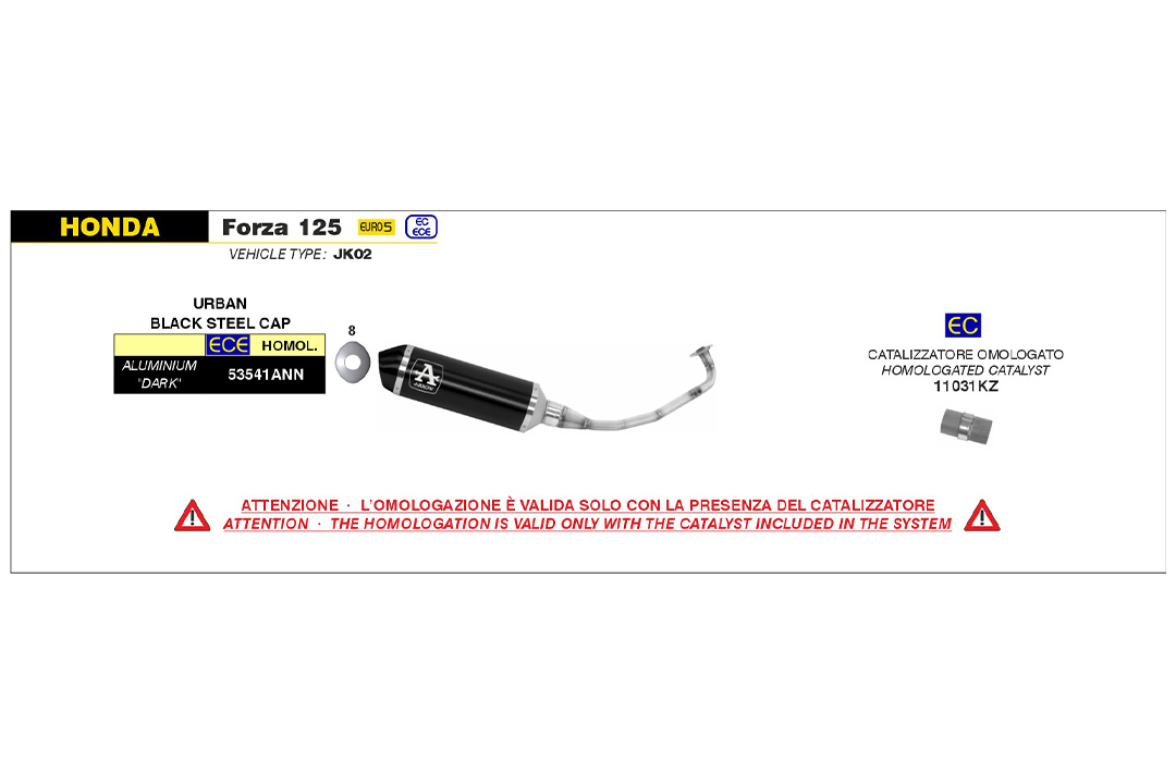 ARROW DARK URBAN Exhaust for Honda Forza 125 from model year 2021-