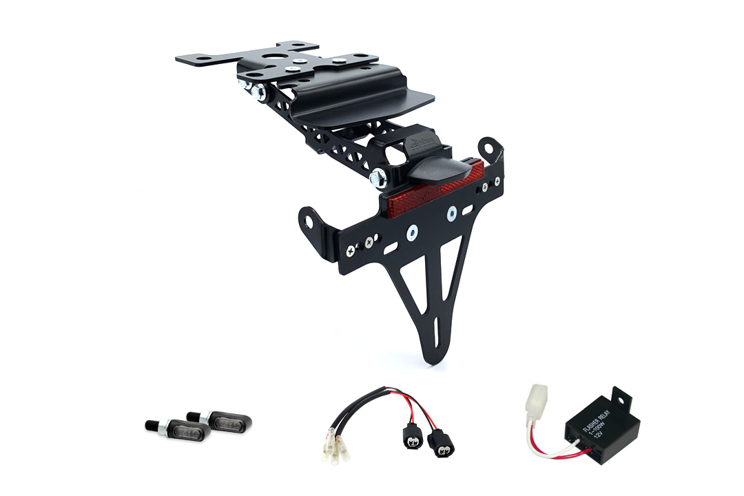 alpha Technik Number Plate Holder-flasher light, turn signal-Kit M-LED for Kawasaki Z H2 from model year 2020- (Rear)