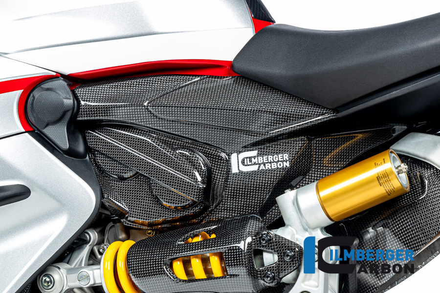 Ilmberger Carbon frame rear fairing with cylinder head cover left side L/S, glossy, Ducati Streetfighter V2, 2022-