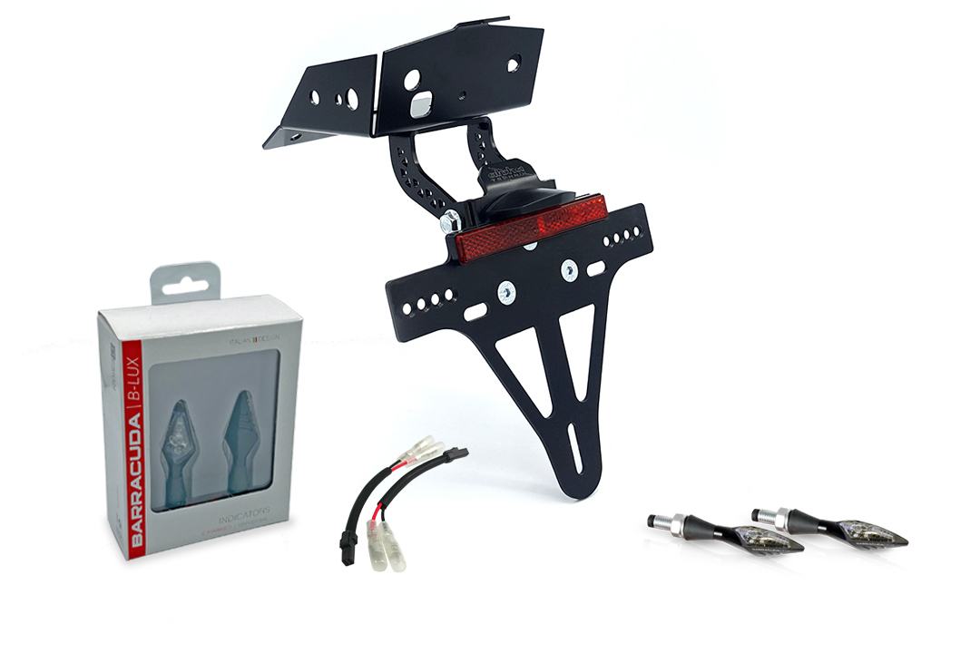 alpha Technik License Plate Holder-flasher light, turn signal-Kit X-LED (front + rear) for KTM 690 SMC R; from model year 2019-