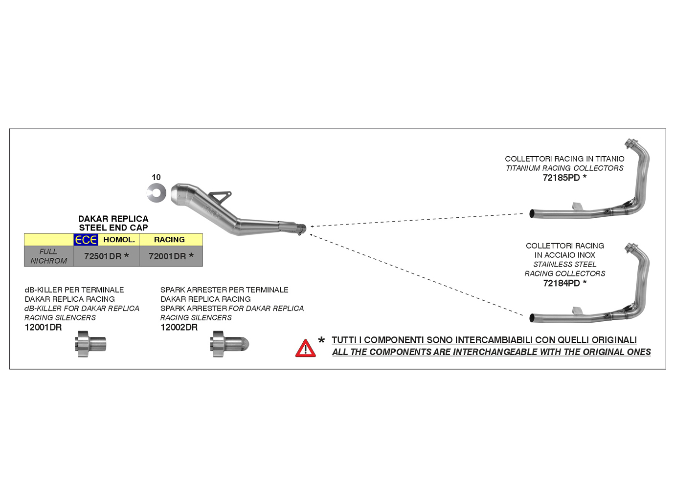 ARROW DAKAR REPLICA Exhaust for Yamaha Tenere 700 Model Year 2019-