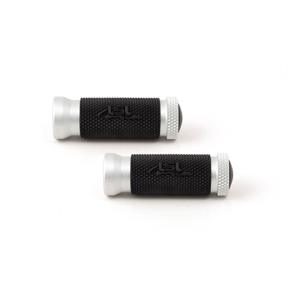 LSL Racing-II Footrests with Rubber Pad, silver