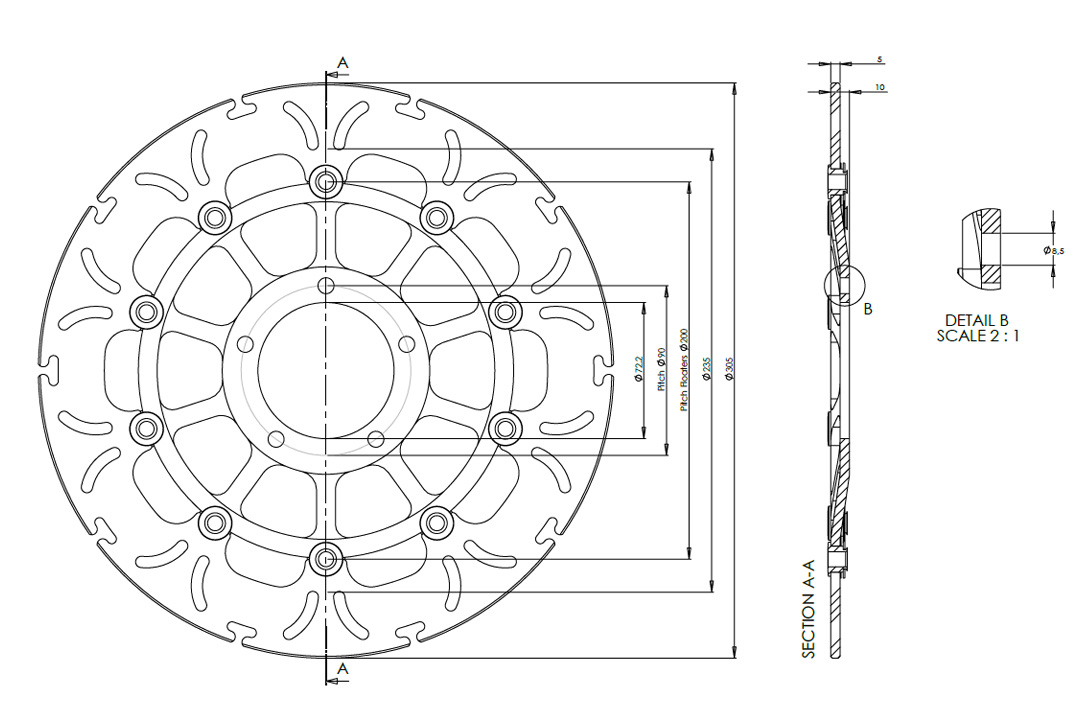 alpha Technik brake disc Omega-Design ABD33, front for Ducati Hypermotard