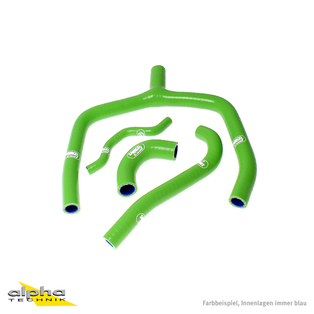 SAMCO SPORT Silicone Hose Kit Y-Piece - Race Design Green for Kawasaki KX250F Model Year 2009-2016