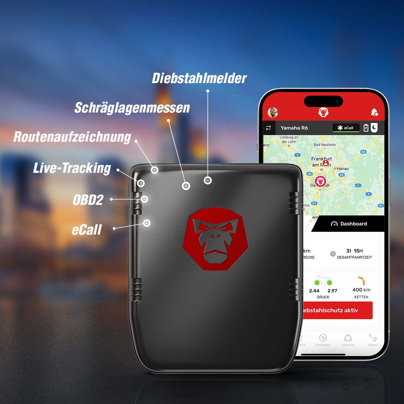 RideLink WingMan Pro 4G – Smart Safety with Live Tracking, eCall, Anti-Theft, and Driving Analysis for your motorcycle