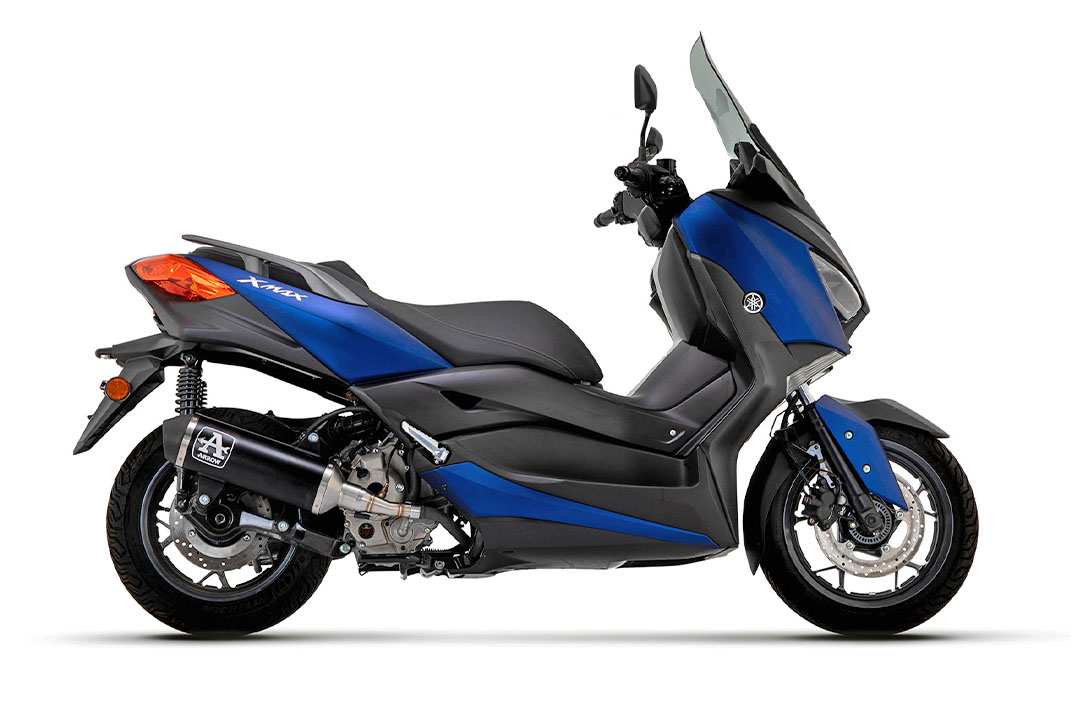 ARROW DARK URBAN Exhaust for Yamaha X-Max 300 and Tricity 300 from model year 2021-, Stainless Steel End Cap