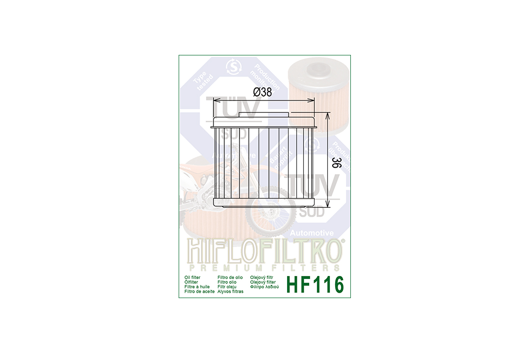 HIFLO oil filter HF116 for various Husqvarna / Honda / BM models
