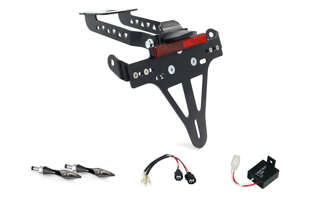 License Plate Holder-flasher light, turn signal-Kit XLED for Kawasaki Z650 and Ninja 650 Type: ER650K / EX650M from Model Year 2020 (Rear)