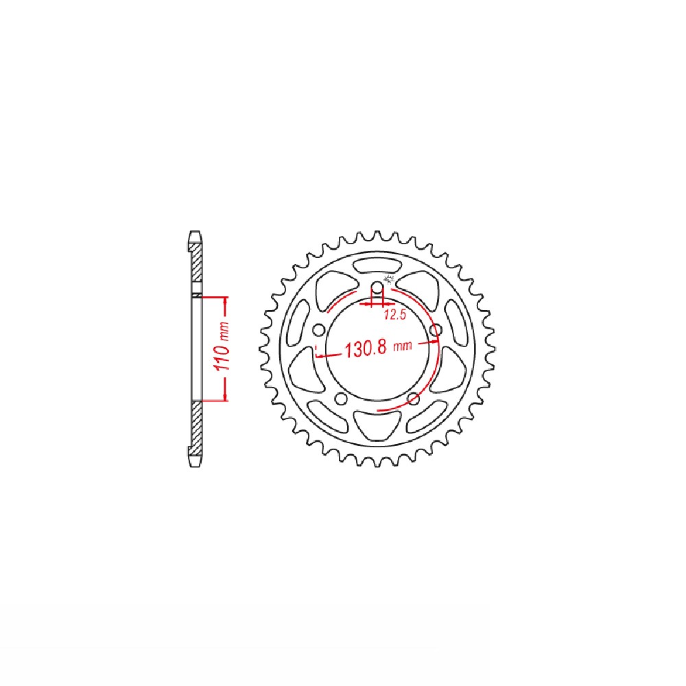 rear sprocket Steel, 46 teeth, Pitch 525