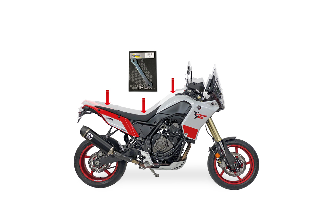alpha Technik Lowering Kit 20mm for Yamaha Tenere 700, DM07 / DM08 / DM11 / DM15 / DM16, from model year 2019-