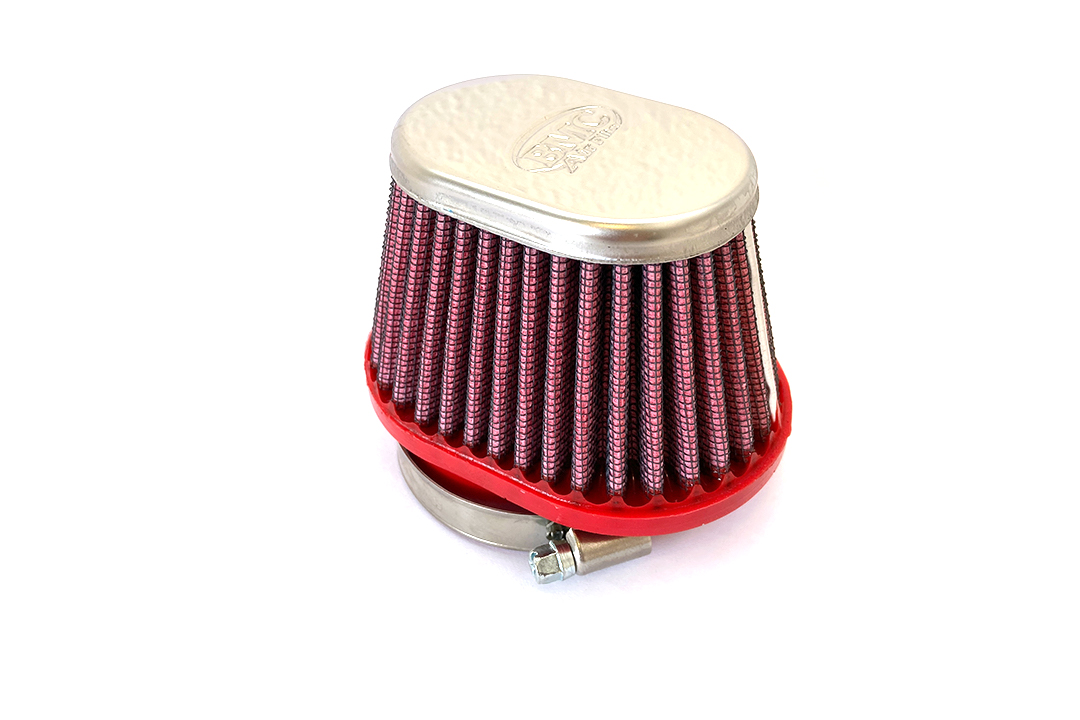 BMC Conical Universal Sports Air Filter, 50 mm Diameter, 70 mm Length, right side R/S, Chrome Cap