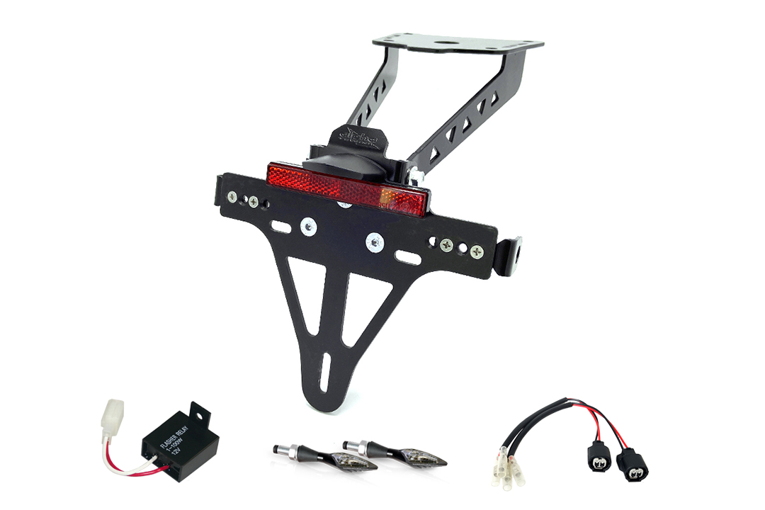 License Plate Holder-flasher light, turn signal-Kit XLED for Kawasaki Z900RS from model year 2018 Type ZR900C and from model year 2021 Type ZR900K (Rear)