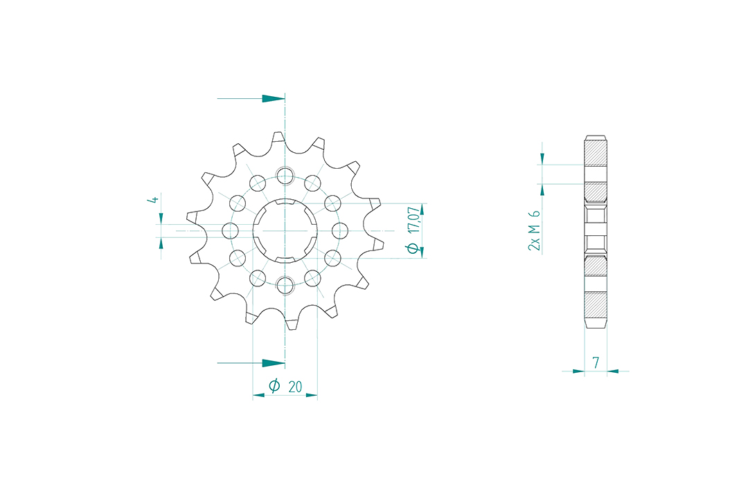 Sprocket, 14 Teeth, Pitch 428