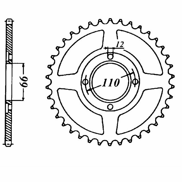 rear sprocket Steel, 38 Teeth, 530 Pitch