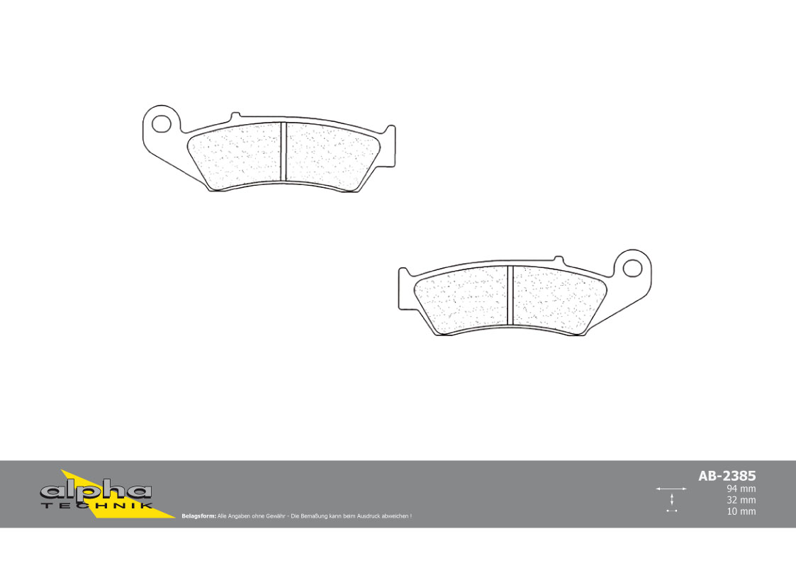 alpha Technik Brake Pads for Road Use with ABE
