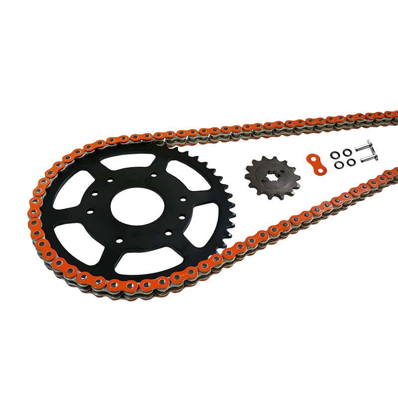 EK Chain chain kit 520 MVXZ-2 for Suzuki DR800 Model Year 1991-1993 Pitch Conversion to 520, Orange Colour