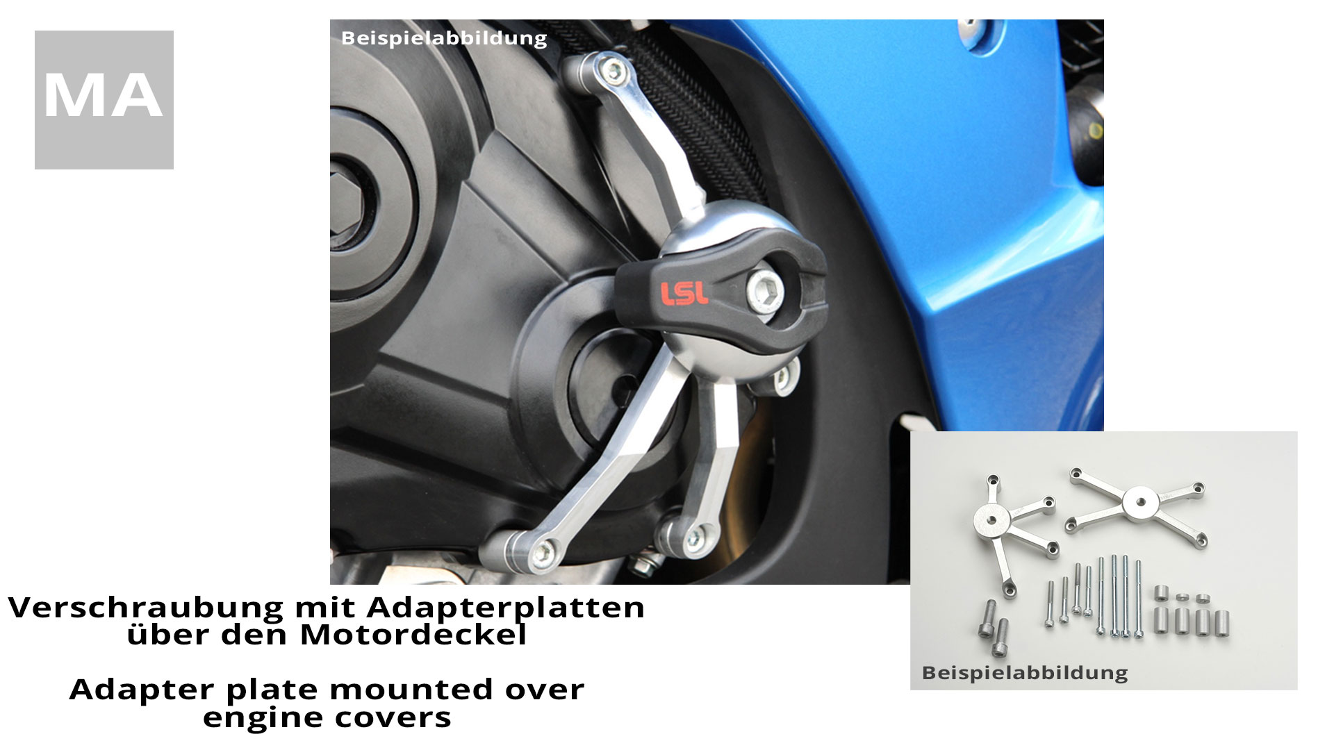 LSL Crash Pad Mounting Kit for Honda CBR500R / CB500F, 2013 -, with Adapter Plates