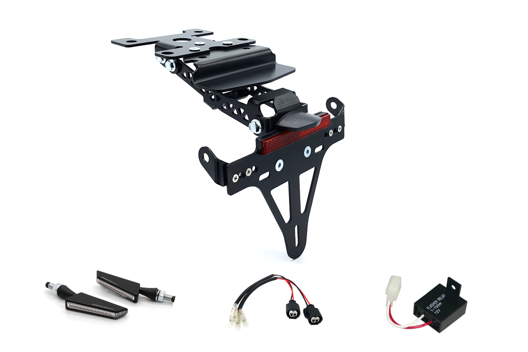 alpha Technik Number Plate Holder-flasher light, turn signal-Kit SQ-LED for Kawasaki Z H2 from model year 2020- (Rear)
