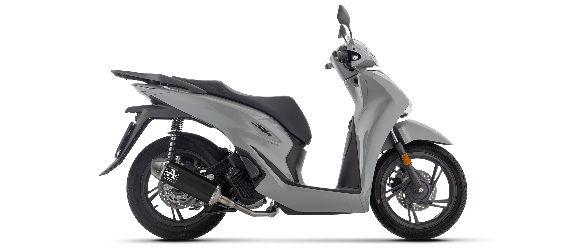 ARROW DARK URBAN Exhaust for Honda SH150 2025-, Black Aluminium with Stainless Steel End Cap