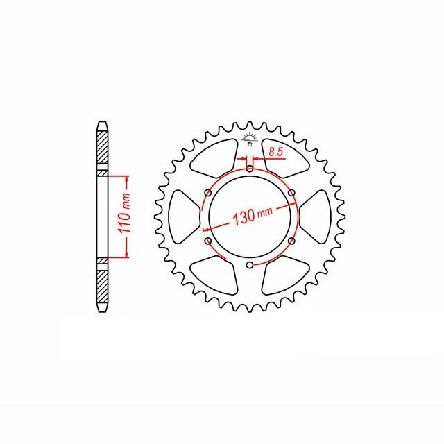 rear sprocket Steel, 45 Teeth, Pitch 520