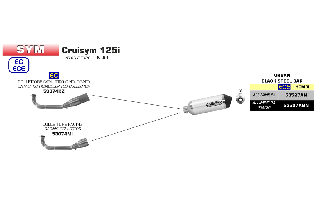 ARROW Racing manifold for SYM Cruisym 125 2018-, without catalyst