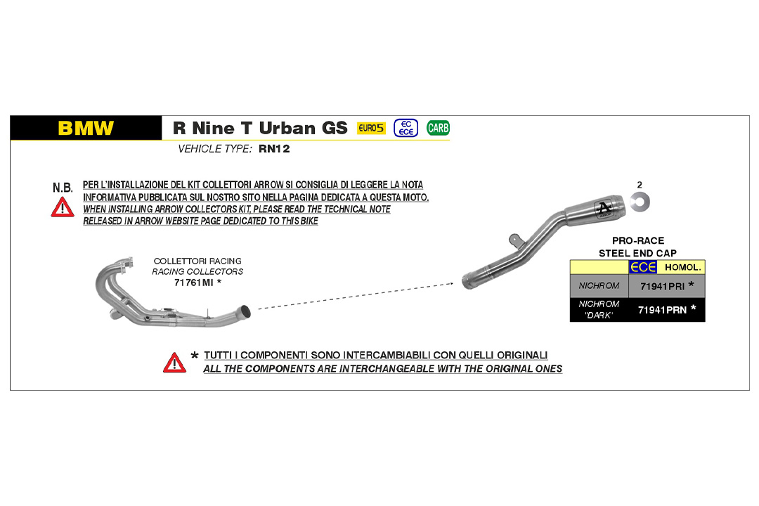 ARROW PRO RACE DARK Exhaust for BMW R nineT Urban G/S from model year 2021-