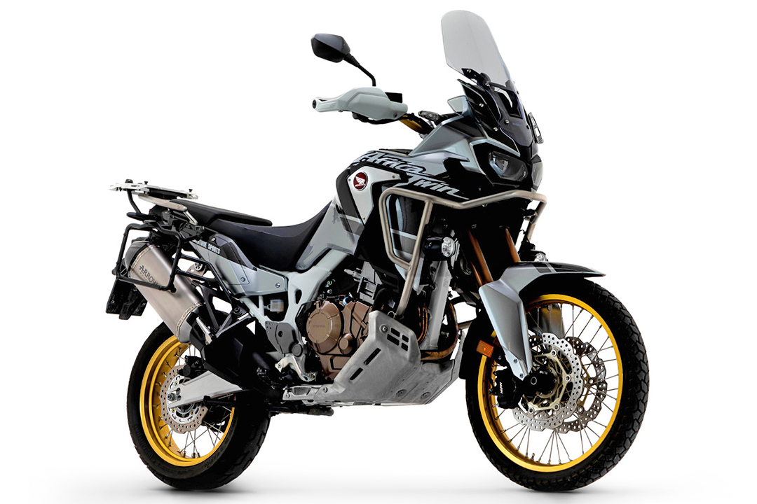 ARROW SONORA Exhaust for Honda Africa Twin Adventure Sports Model Year 2018-2019, Titanium and Carbon End Cap