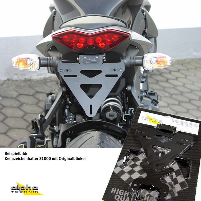alpha Technik Licence Plate Holder Kawasaki Z1000; Type ZRT00D; Model Year 2010-