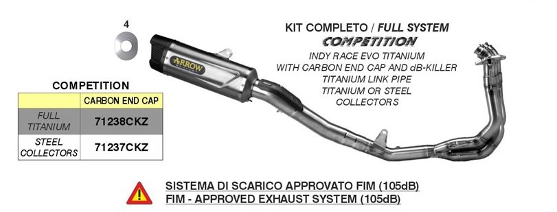 ARROW COMPETITION Full System with Veloce Silencer for Triumph Daytona 660 2024- Stainless Steel