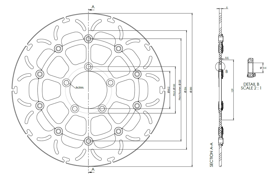 alpha Technik brake disc Omega-Design ABD33, fronte for Kawasaki ZX10R Ninja