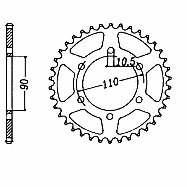 rear sprocket Steel, 33 teeth, pitch 530