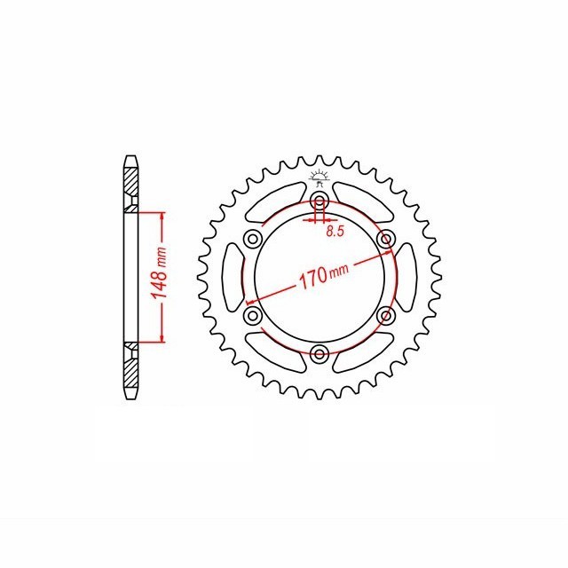 rear sprocket steel, 47 teeth, pitch 525