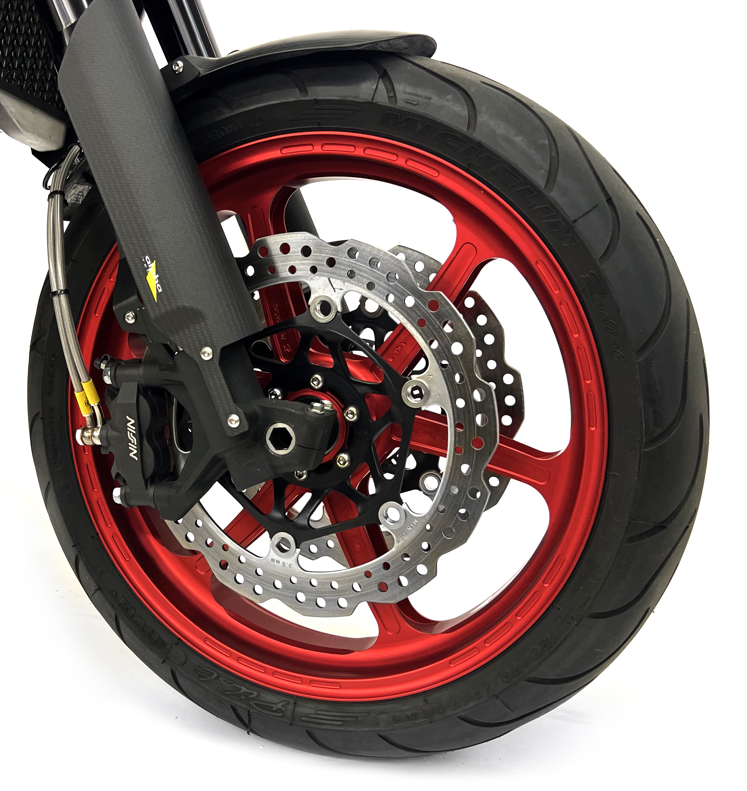 PVM 3V Conversion Kit 17 Inch Aluminium Forged Wheels Matte Red for Honda Africa Twin CRF1100 from 2020-