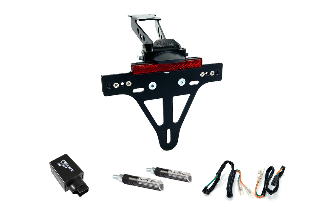 Number Plate Holder-flasher light, turn signal-Kit IDEA for Honda CB500F Type PC58 and CBR500R PC57 from Model Year 2017 (Rear)
