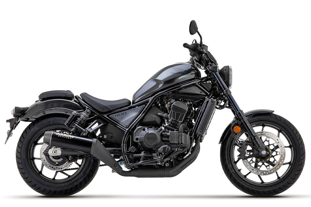 ARROW REBEL DARK Slip-On Exhaust with Carbon End Cap for Honda CMX 1100 Rebel Model Year 2021-
