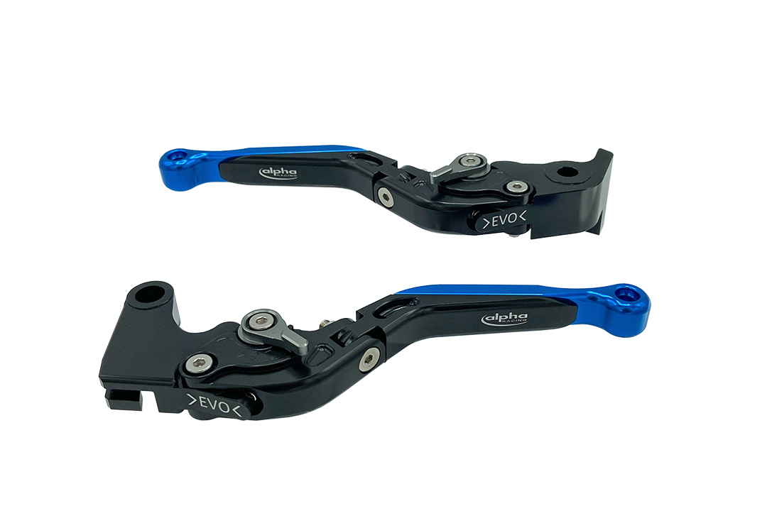 Colored front part for levers EVO by ALPHA RACING, aluminium blue