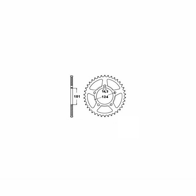 rear sprocket Steel, 38 teeth, Pitch 525, black