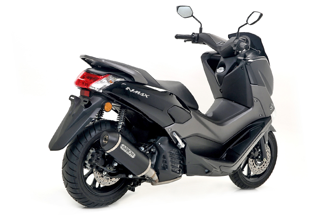 ARROW DARK URBAN Exhaust for Yamaha N-Max 155 2017-, Black Aluminium (Only with ARROW Header)