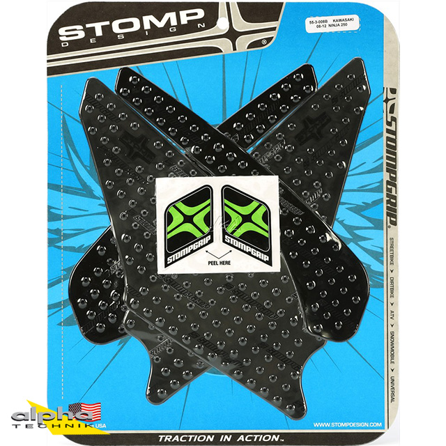 Stompgrip black, Volcano, for Kawasaki Ninja 250R, 2008-2012