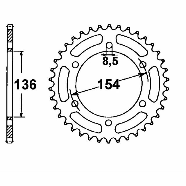 rear sprocket steel, 47 teeth, pitch 520